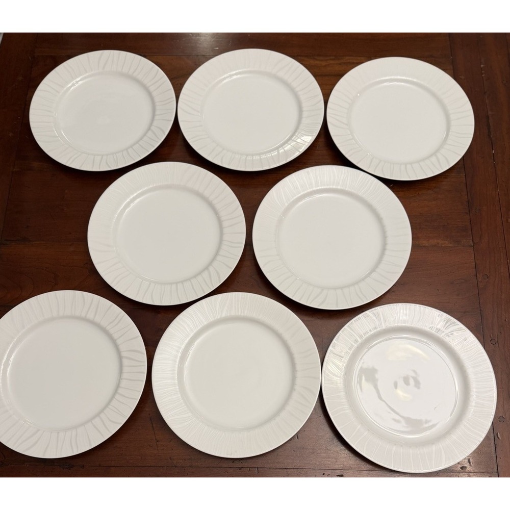 Set of 8 Royal Worcester Mirage White Dinner Plates 10.75" EXCELLENT